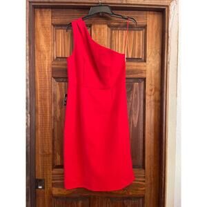 EXPRESS one shoulder side, zip red cocktail dress size 8